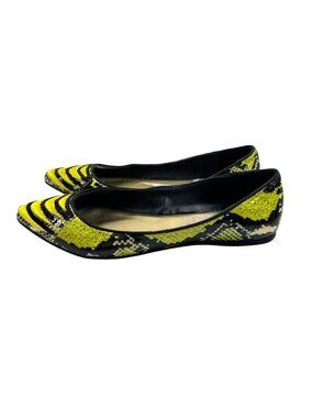 Embroidered Size 6.5 Snake Ballet Casual Flats Green & Black
